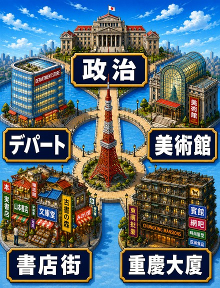 サイト内マップ：政治・デパート・書店街・重慶大厦・美術館